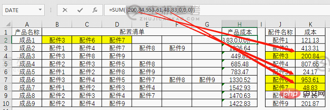 使用Sum函数计算复杂产品成本的Excel函数学习