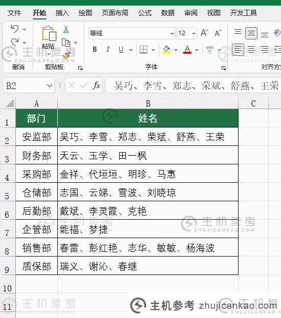 例题分析Excel:将同一单元格中混合的姓名拆分成一列(一个单元格名称和联系人信息被拆分)