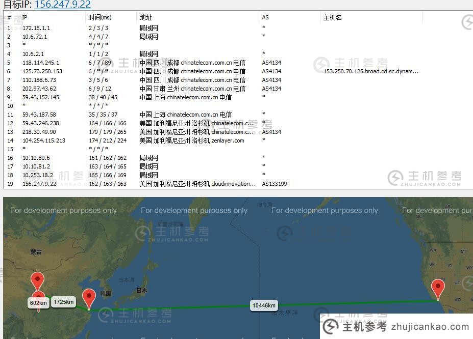 恒创主机美国VPS路由线路测试