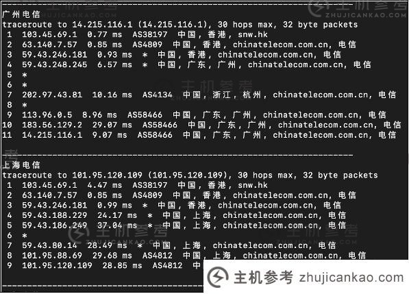 41云香港VPS电信回传路由