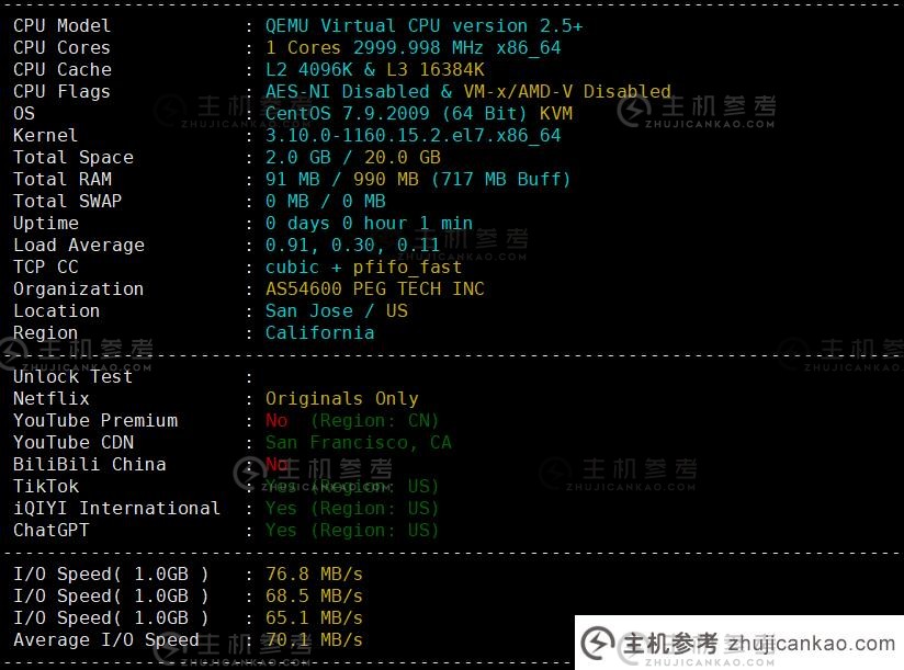 云顶网络怎么样？TripodCloud San 的简单评级 Jose CN2 GIA Line VPS