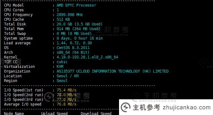 Ucloud韩国VPS性能