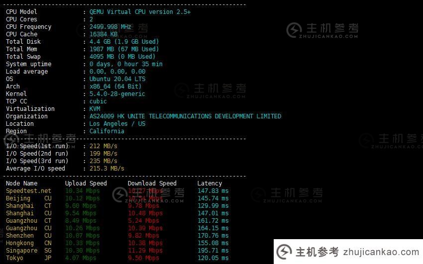 云集美国VPS速度测试