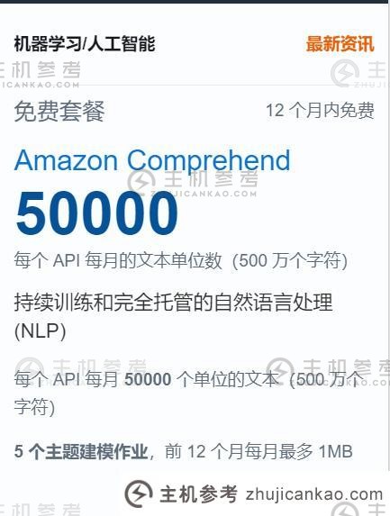 Amazon Comprehend 可免费使用