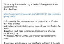让我们加密免费SSL证书bug将撤销超过300万个TLS证书。_主机参考